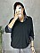 Γυναικεία μπλούζα ψιλό πλεκτό με κοντό μανίκι τύπου νυχτερίδα και Ve λαιμόκοψη | Μαύρο