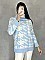 Γυναικεία πλεκτή μπλούζα pied de poule ζιβάγκο  | Γαλάζιο